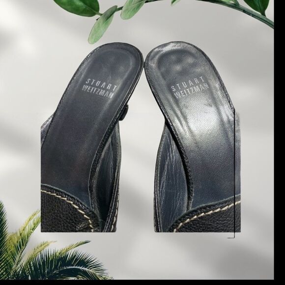 Stuart Weitzman Black Leather Slide Mules 6.5 - Picture 4 of 6
